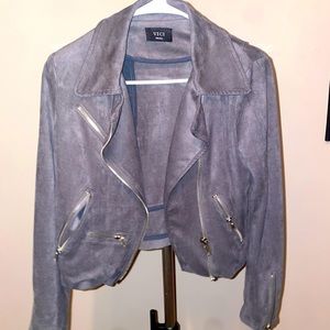 Faux suede jacket with zippered pockets